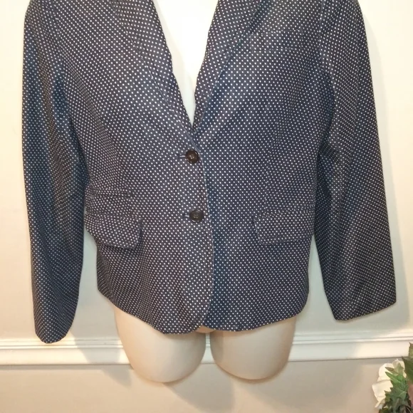 J. Crew Indigo Denim & White Polka Dot Schoolboy Blazer, Style# 40203 - Picture 4 of 16
